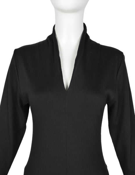 Norma Kamali Vintage 1980s Black Jersey Mermaid Flare Dress