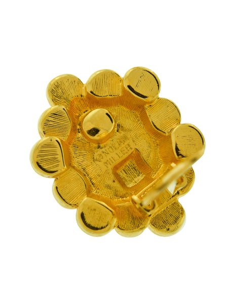 Nolan Miller Vintage Golden Rhinestone Honeycomb Earrings