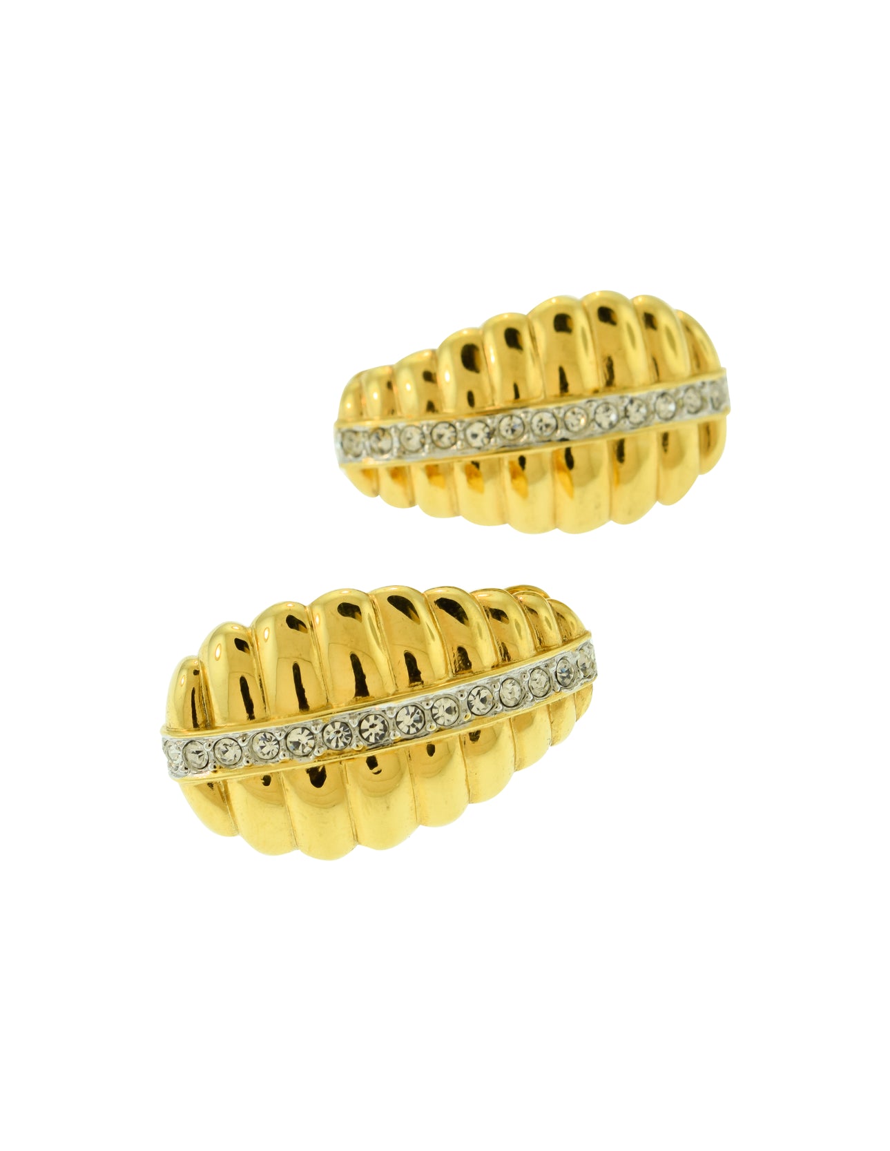 Nolan Miller Vintage Golden Rhinestone Beehive Earrings