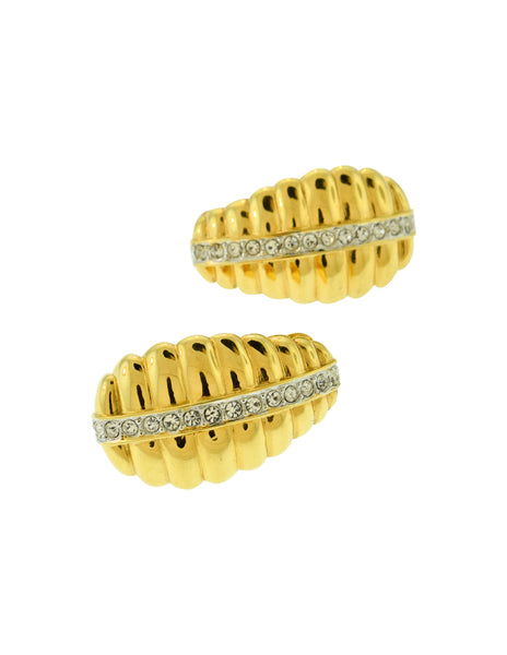 Nolan Miller Vintage Golden Rhinestone Beehive Earrings