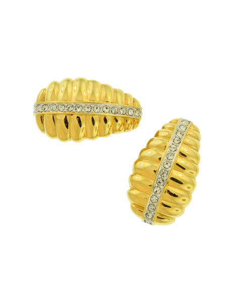 Nolan Miller Vintage Golden Rhinestone Beehive Earrings