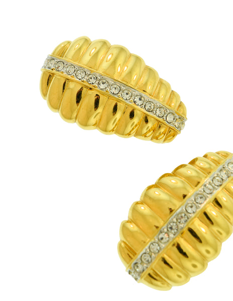 Nolan Miller Vintage Golden Rhinestone Beehive Earrings