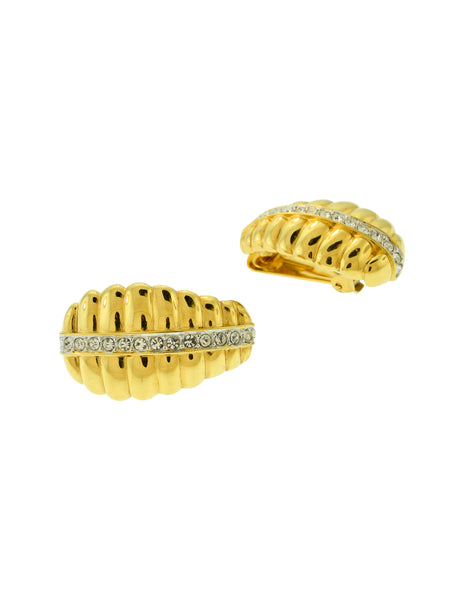 Nolan Miller Vintage Golden Rhinestone Beehive Earrings
