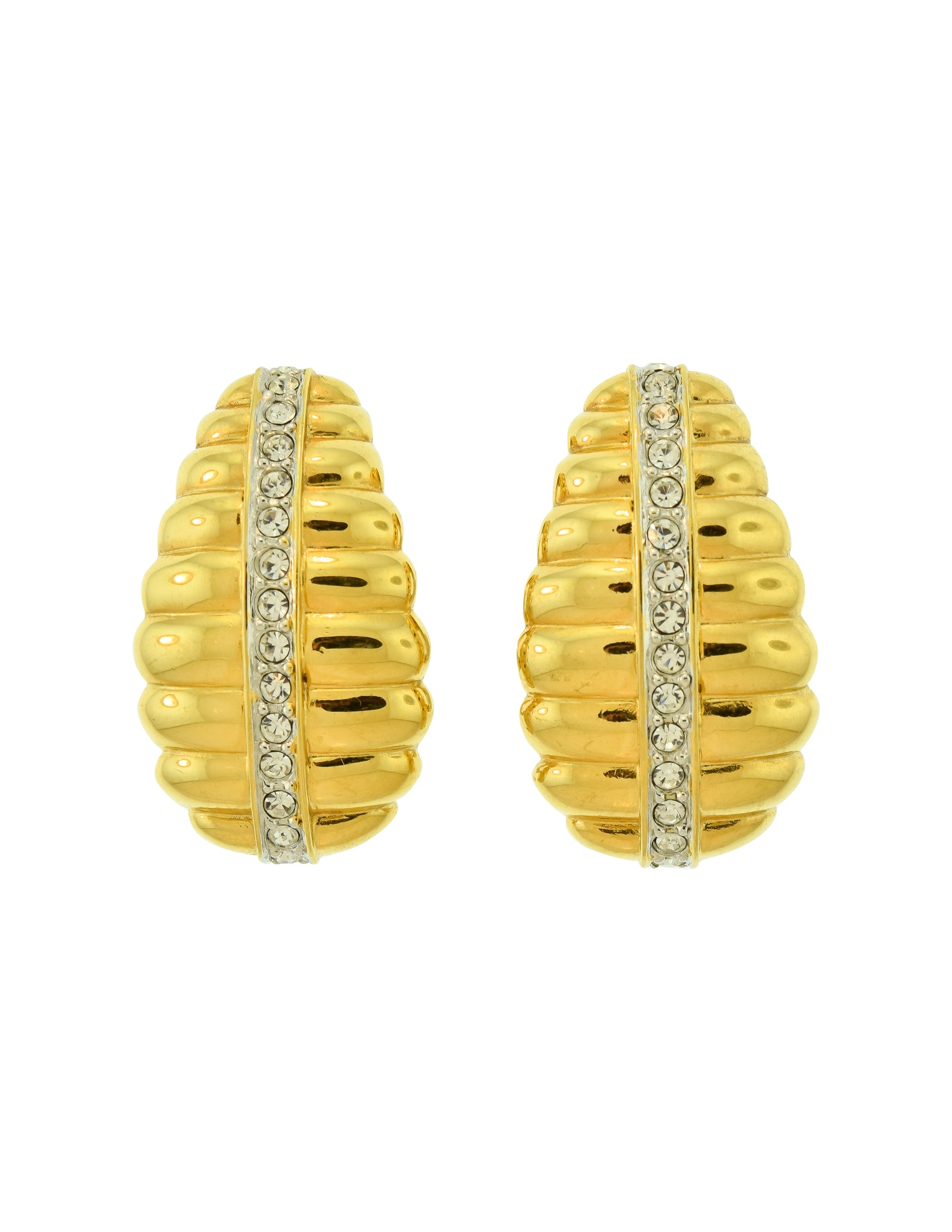 Nolan Miller Vintage Golden Rhinestone Beehive Earrings