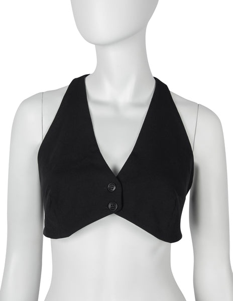 Norma Kamali OMO Vintage Black Racer Back Crop Top