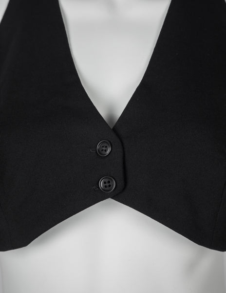 Norma Kamali OMO Vintage Black Racer Back Crop Top