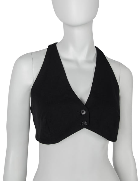 Norma Kamali OMO Vintage Black Racer Back Crop Top