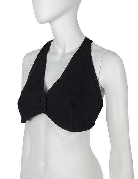 Norma Kamali OMO Vintage Black Racer Back Crop Top