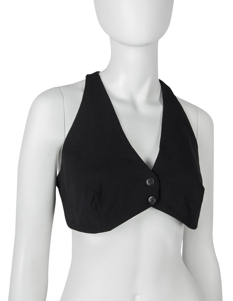 Norma Kamali OMO Vintage Black Racer Back Crop Top