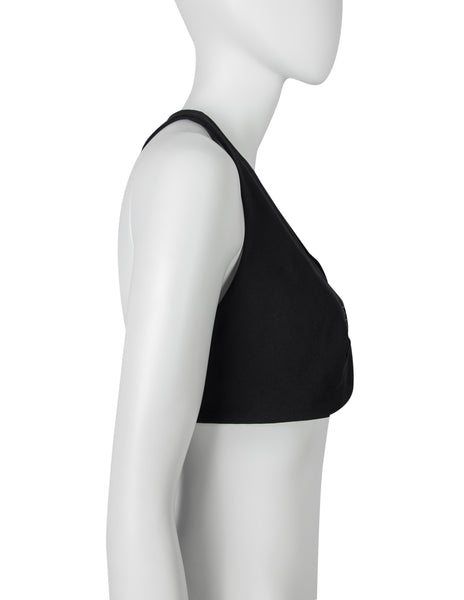 Norma Kamali OMO Vintage Black Racer Back Crop Top