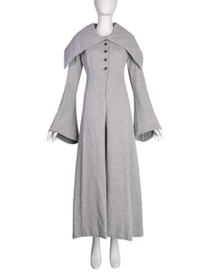 Norma Kamali OMO Vintage AW1993 Light Grey Heather Fleece 'Edwardian Coat'