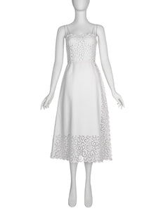Oscar de la Renta Vintage 1980s White Sangallo Embroidered Dress