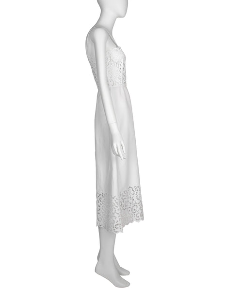 Oscar de la Renta Vintage 1980s White Sangallo Embroidered Dress