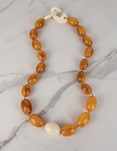 Patricia Von Musulin Vintage Amber and Ivory Graduated Egg Necklace