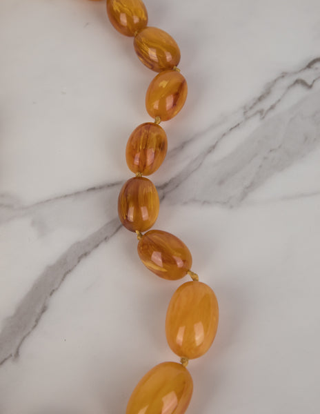Patricia Von Musulin Vintage Amber and Ivory Graduated Egg Necklace