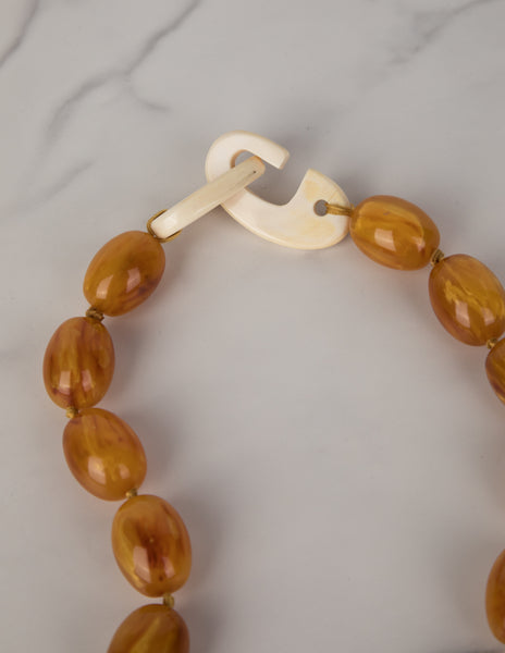 Patricia Von Musulin Vintage Amber and Ivory Graduated Egg Necklace