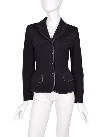Plein Sud Vintage 1990s Black Neoprene and Leather Jacket