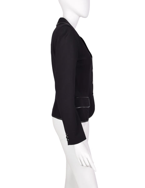 Plein Sud Vintage 1990s Black Neoprene and Leather Jacket