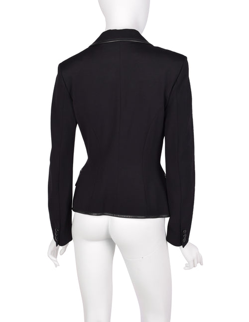 Plein Sud Vintage 1990s Black Neoprene and Leather Jacket