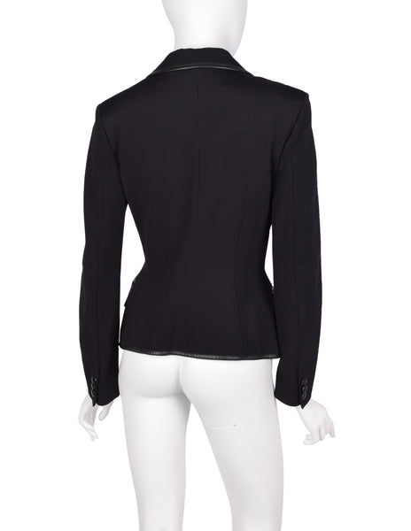 Plein Sud Vintage 1990s Black Neoprene and Leather Jacket