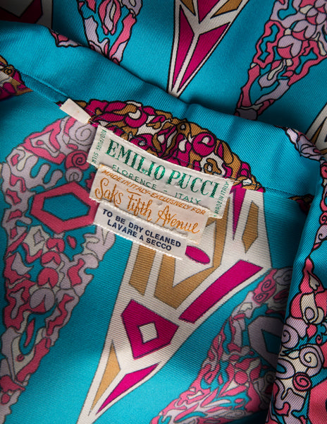 Emilio Pucci Vintage 1960s Psychedelic Gem Print Silk Shirt