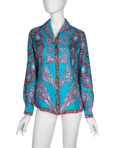 Emilio Pucci Vintage 1960s Psychedelic Gem Print Silk Shirt