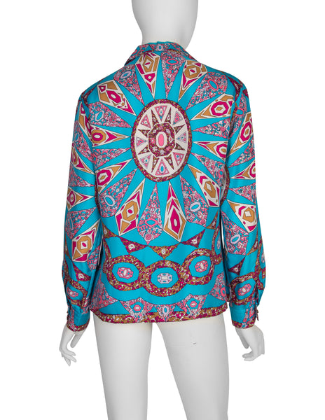 Emilio Pucci Vintage 1960s Psychedelic Gem Print Silk Shirt