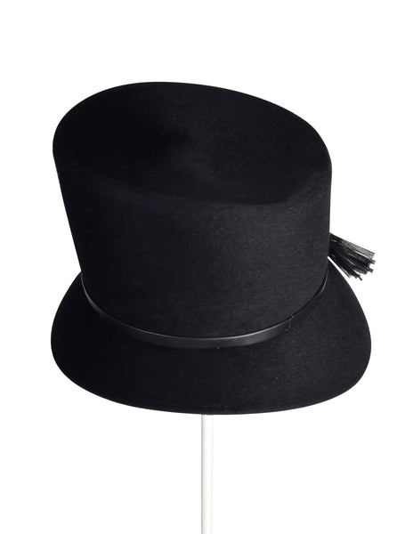 Philip Treacy Vintage Black Wool Flower Embellished Asymmetrical Hat