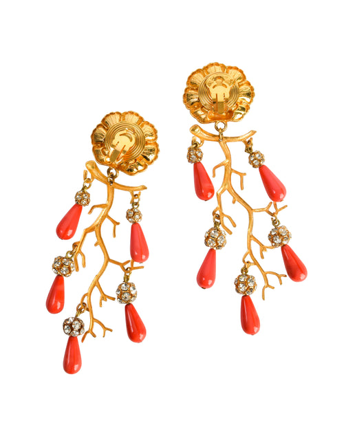 Philippe Ferrandis Vintage Gold Aquatic Shell Branch Coral Drop Rhines –  Amarcord Vintage Fashion