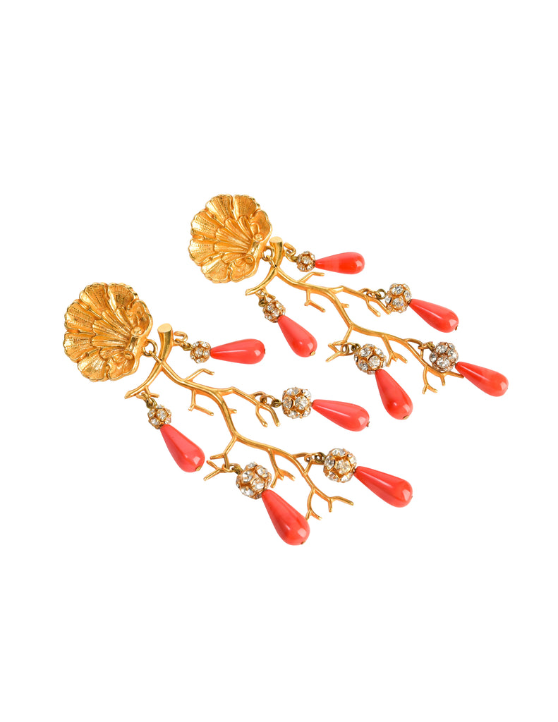 Philippe Ferrandis Vintage Gold Aquatic Shell Branch Coral Drop Rhines –  Amarcord Vintage Fashion