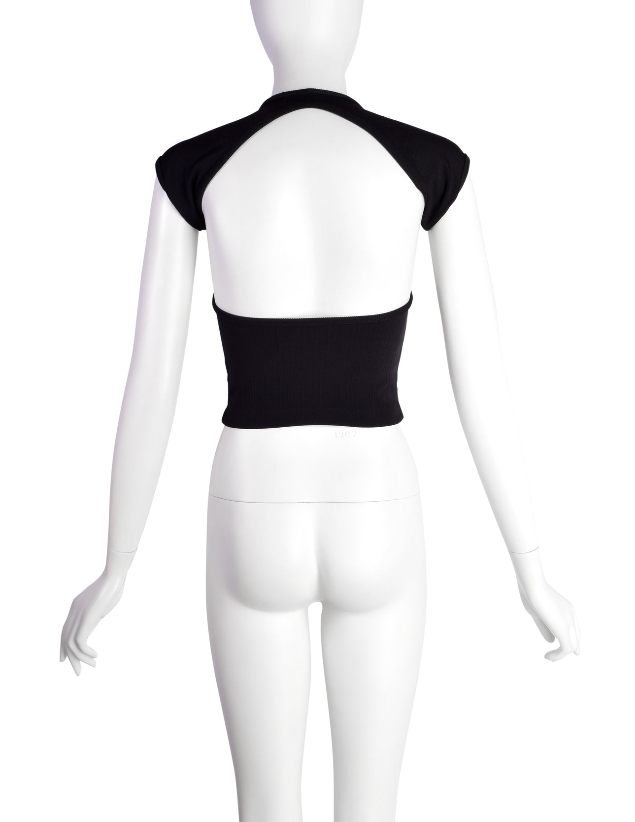 Plein Sud Vintage 1990s Black Ribbed Stretch Conceptual Crop Top