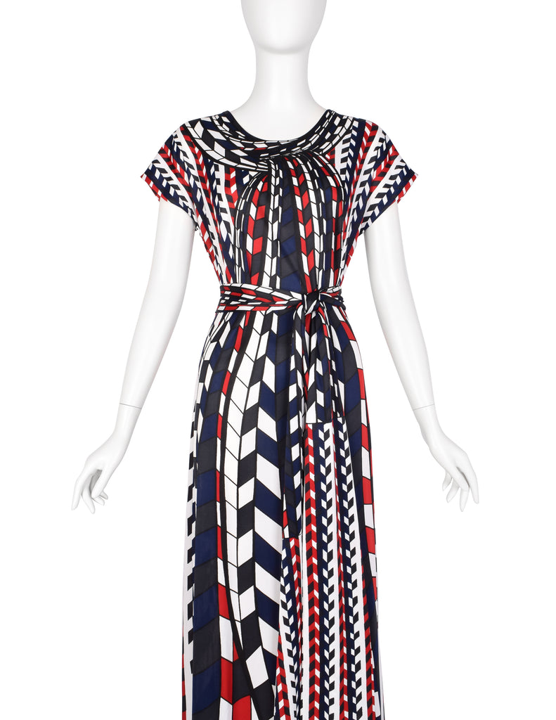 Roberta di Camerino Vintage 1978 Red Blue Black White Op Art Trompe L Amarcord Vintage Fashion