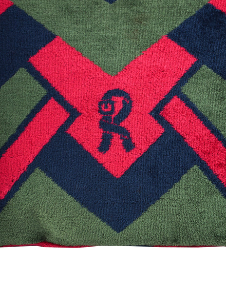 Roberta di Camerino Vintage 1970s Red Blue and Green Geometric Velvet Shoulder Bag