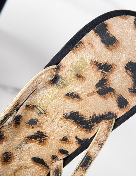 Roberto Cavalli Vintage Fur and Gem Adorned Black Satin Strappy Heels