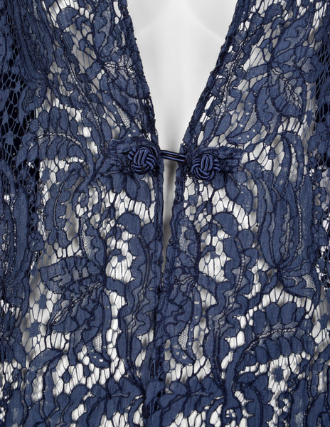 Romeo Gigli Vintage 1996 Blue Lace Top with Extra Long Sleeves