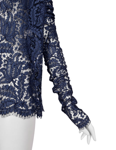 Romeo Gigli Vintage 1996 Blue Lace Top with Extra Long Sleeves