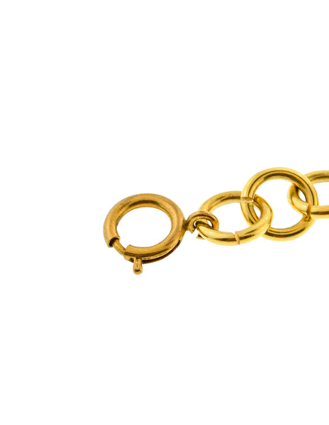 Roberta di Camerino Vintage 1970s Golden Blue Enamel R Logo Chain Bracelet