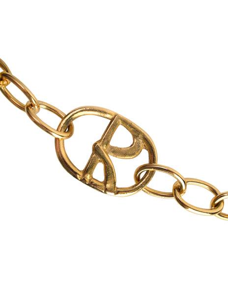 Roberta di Camerino Vintage 1970s Chunky Oversized R Logo Chain Belt