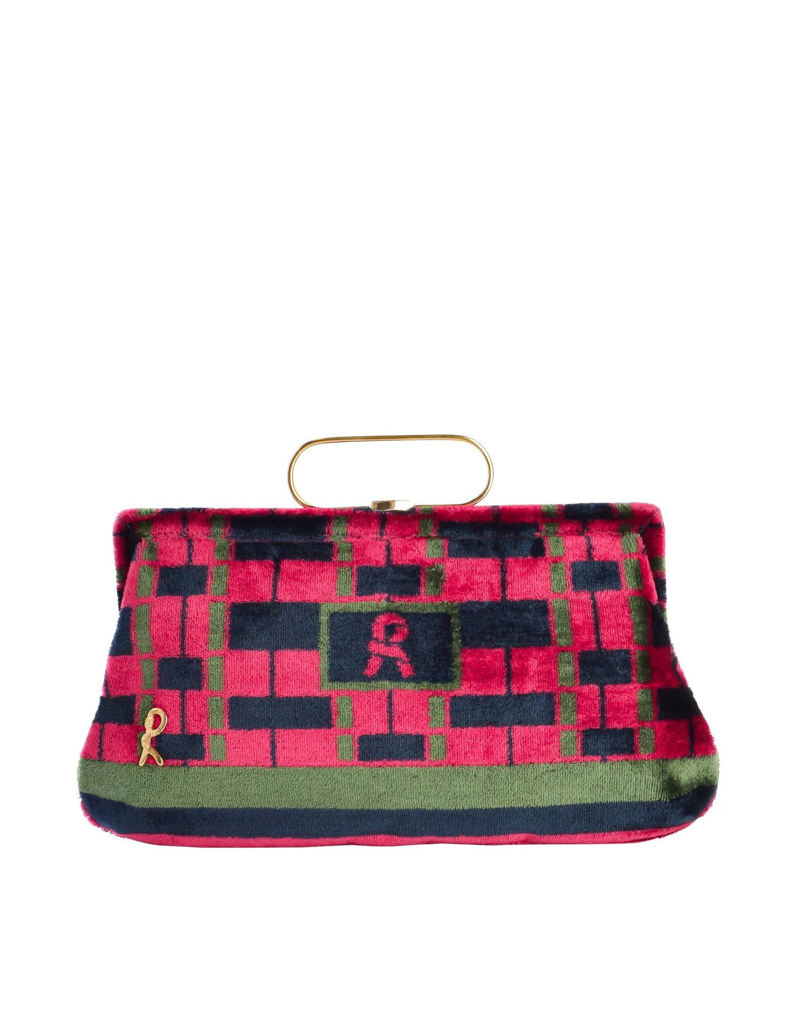 Roberta di Camerino Vintage 1970s Red Green Blue Patterned Velvet Handbag