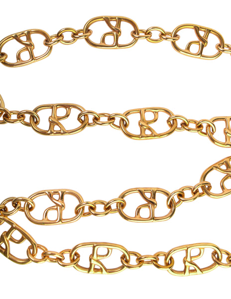 Roberta di Camerino Vintage 1970s Golden R Logo Emblem Chain Belt
