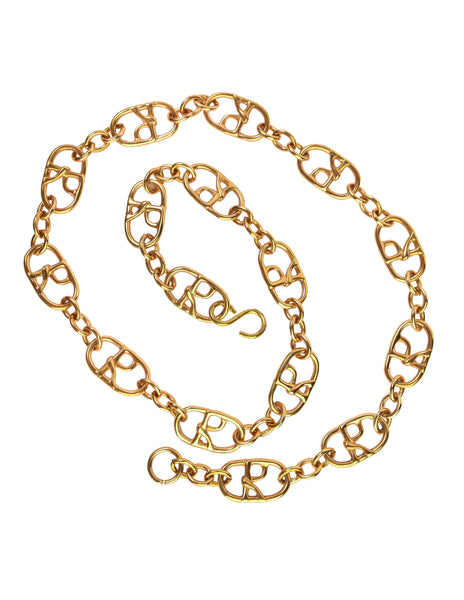 Roberta di Camerino Vintage 1970s Golden R Logo Emblem Chain Belt
