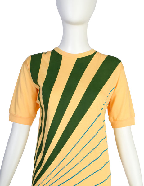 Roberta di Camerino Vintage Yellow Green Ray Print Banded T-Shirt