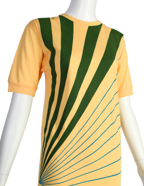 Roberta di Camerino Vintage Yellow Green Ray Print Banded T-Shirt