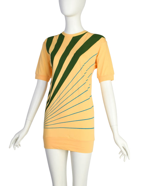 Roberta di Camerino Vintage Yellow Green Ray Print Banded T-Shirt
