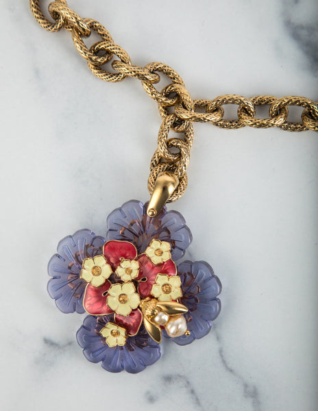 Roberto Cavalli Vintage Flower and Bumble Bee Chain Necklace / Belt