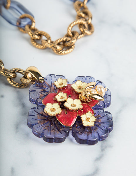 Roberto Cavalli Vintage Flower and Bumble Bee Chain Necklace / Belt