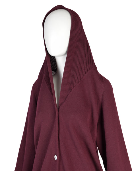 Romeo Gigli Vintage AW 1988 Oversized Longline Maroon Knit Cardigan Sweater