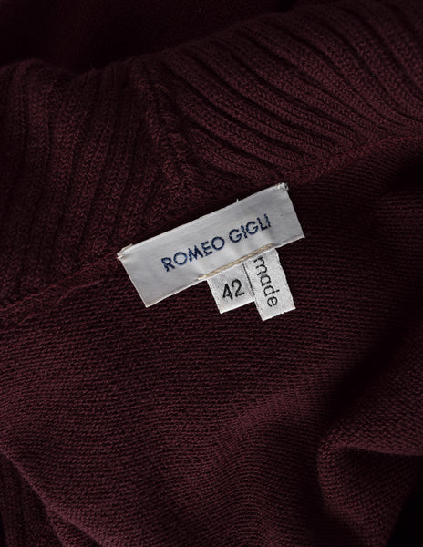 Romeo Gigli Vintage AW 1988 Oversized Longline Maroon Knit Cardigan Sweater