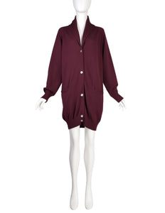 Romeo Gigli Vintage AW 1988 Oversized Longline Maroon Knit Cardigan Sweater