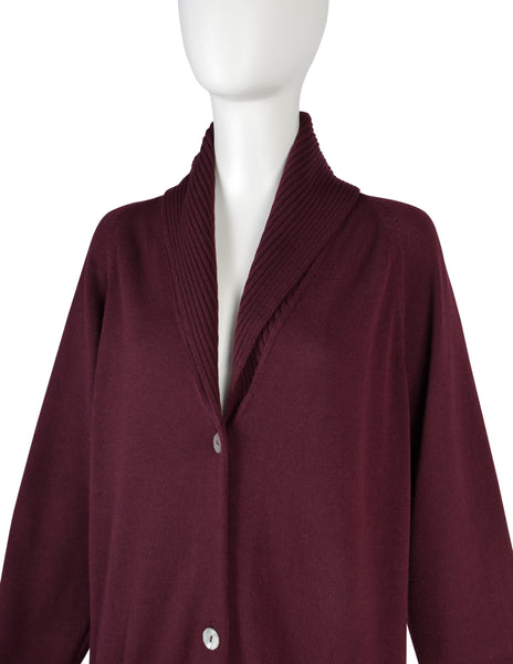 Romeo Gigli Vintage AW 1988 Oversized Longline Maroon Knit Cardigan Sweater